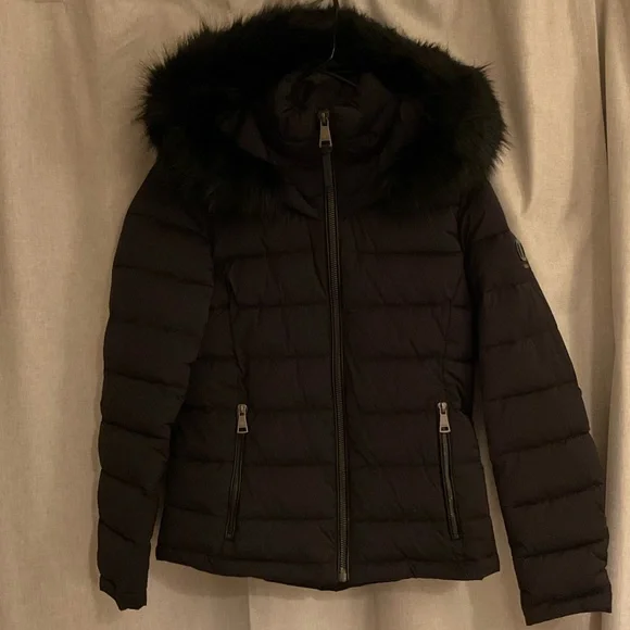 DKNY Women's Faux-Fur Trim Hooded Puffer Coat - Picture 3 of 5